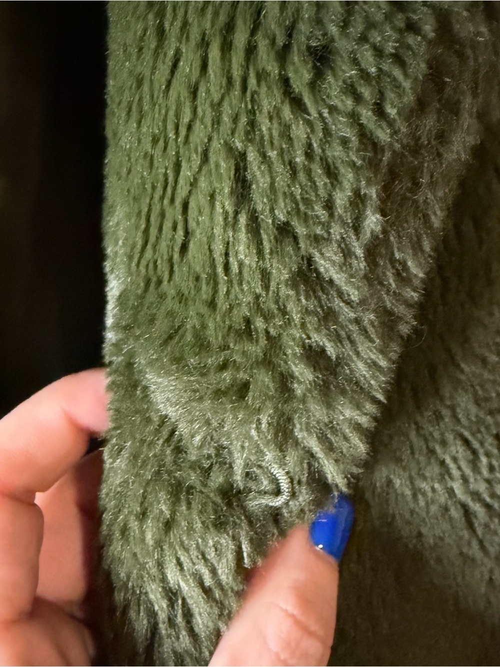 Forever 21 Olive Green Teddy Faux Fur Coat Medium - Picture 5 of 5
